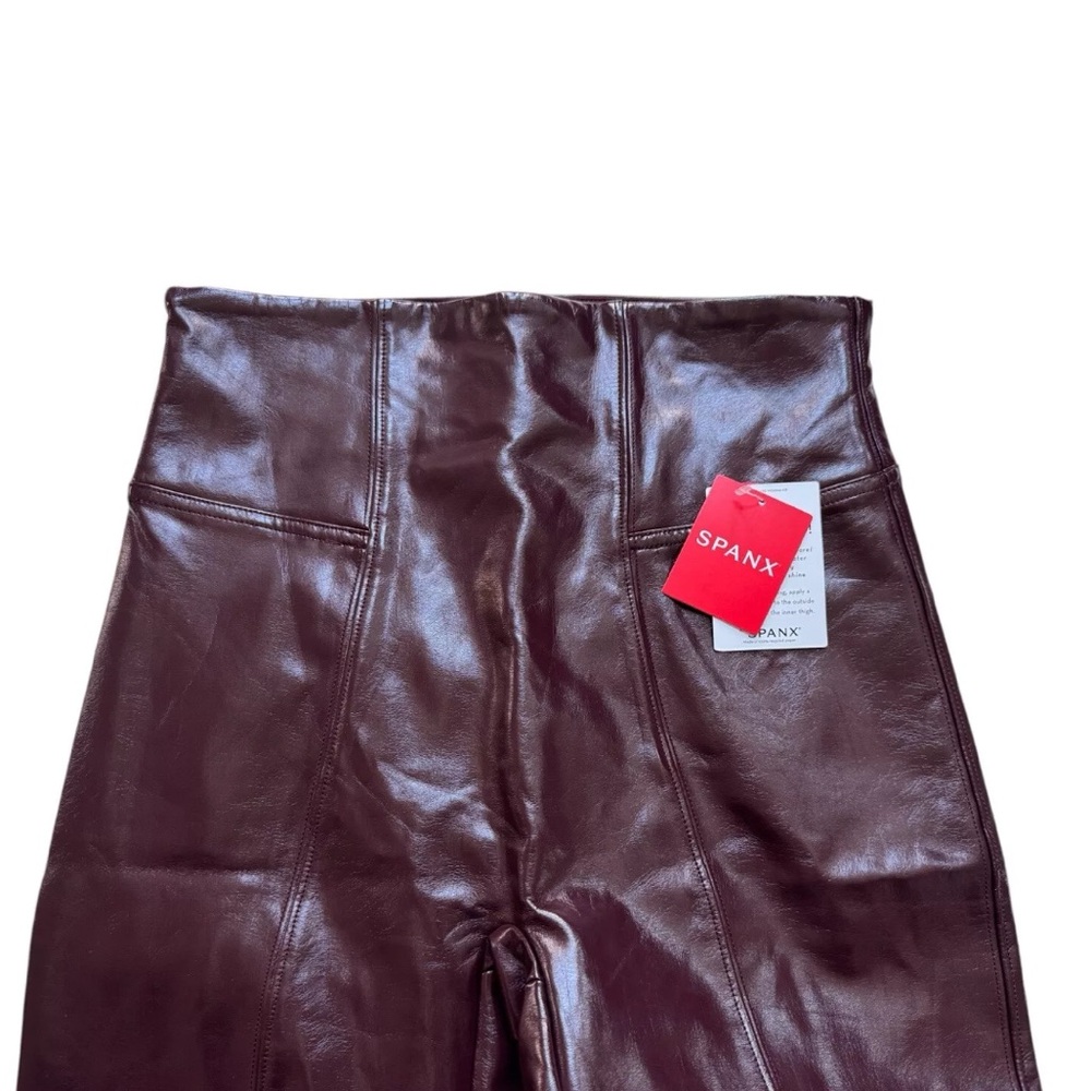Spanx Faux Patent Leather Leggings in Ruby Womens Sz Small - Picture 4 of 7